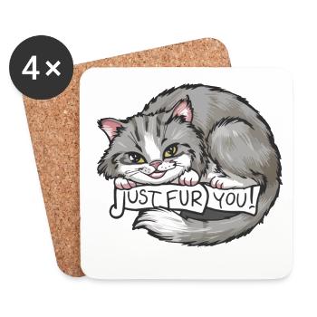 Cat_Just fur you - Coasters (set of 4) - white - Front