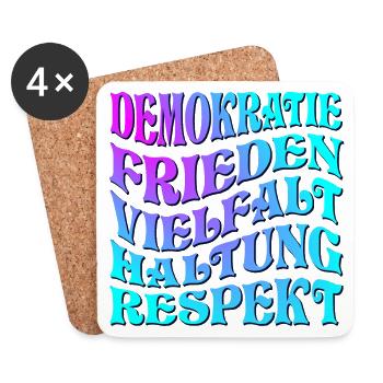 POLITIK HALTUNG - DEMOKRATIE WÄHLEN GEHEN - Untersetzer (4er-Set) - Weiß - Vorne