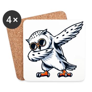 Cool Snowy Owl Dabbing Pose - Coasters (set of 4) - white - Front