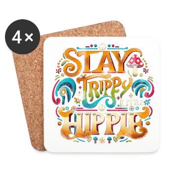 Stay Trippy Petit Hippie Disant Années 70 - Dessous de verre (lot de 4) - blanc - Devant