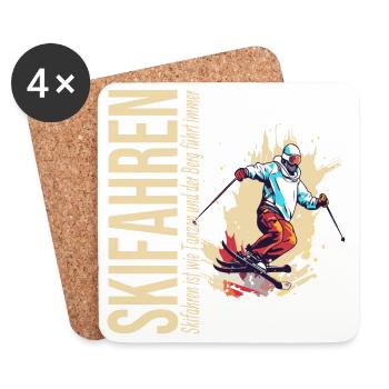 Skifahren ist wie tanzen und der Berg führt immer - Untersetzer (4er-Set) - Weiß - Vorne