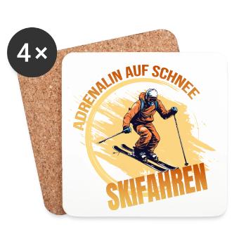 Adrenalin auf Schnee - Skifahren - Untersetzer (4er-Set) - Weiß - Vorne