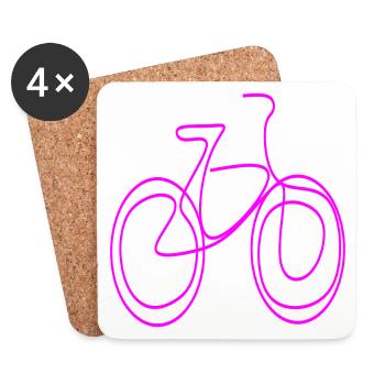 LINE ART BICYCLE PINK MINIMALISM - Coasters (set of 4) - white - Front