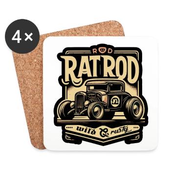 Ratsking Ratlook Shirt – Rustic Custom Style - Coasters (set of 4) - white - Front