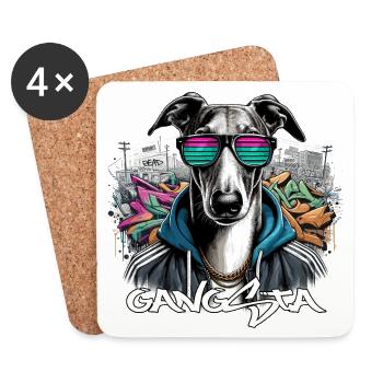 Windhund Gangsta Hund Graffiti Geschenk - Untersetzer (4er-Set) - Weiß - Vorne