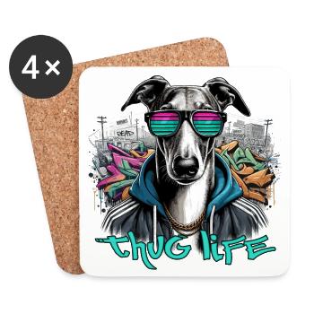 Greyhound Gangster Life Graffiti cadeau - Dessous de verre (lot de 4) - blanc - Devant