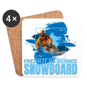 Freiheit im Schnee - Snowboard - Untersetzer (4er-Set) - Weiß - Vorne