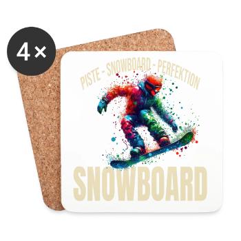 Piste - Snowboard - Perfektion - Untersetzer (4er-Set) - Weiß - Vorne