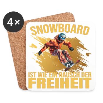 Snowboard ist wie ein Rausch der Freiheit - Untersetzer (4er-Set) - Weiß - Vorne