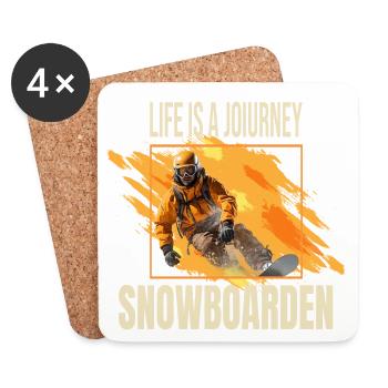 Life is a journey - Snowboarden - Untersetzer (4er-Set) - Weiß - Vorne