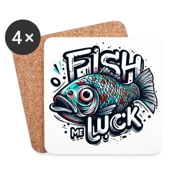 Fish me luck fishing poker gift - Coasters (set of 4) - white - Front