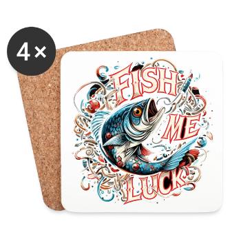 Fish me luck fishing gift - Coasters (set of 4) - white - Front