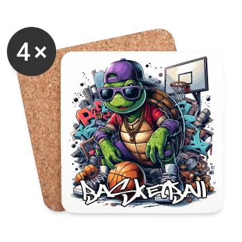 Basketball Turtle Graffiti Gift - Coasters (set of 4) - white - Front