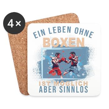 Ein Leben ohne Boxen ist möglich, aber Sinnlos - Untersetzer (4er-Set) - Weiß - Vorne