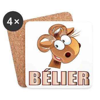 Bélier Anniversaire mars avril - Dessous de verre (lot de 4) - blanc - Devant