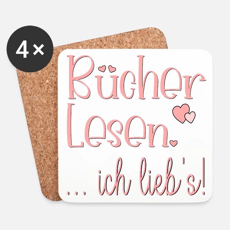 HOBBY BÜCHER LESEN LIEBEN - Untersetzer (4er-Set) - Weiß