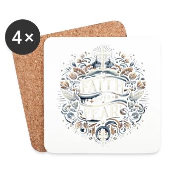 Emblème de la Foi avant la Peur - Dessous de verre (lot de 4) - blanc - Devant