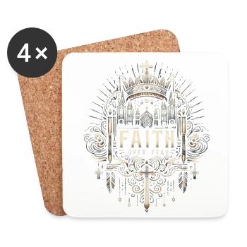 Faith over Fear – Gothic Crown - Coasters (set of 4) - white - Front
