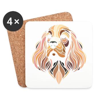 Cocker Spaniel Hundekopf geometrische Kunst Polygon Kunst - Untersetzer (4er-Set) - Weiß - Vorne