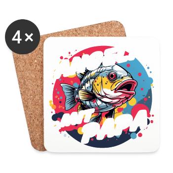 Angeln mit Papa mit buntem Fischdesign - Untersetzer (4er-Set) - Weiß - Vorne