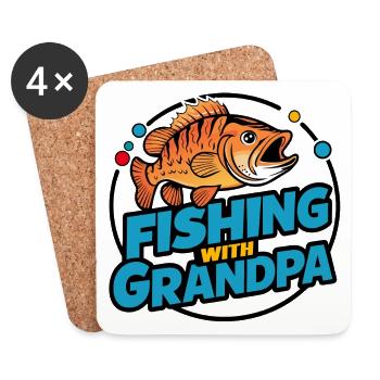 Angeln mit Opa mit buntem Fischdesign - Untersetzer (4er-Set) - Weiß - Vorne