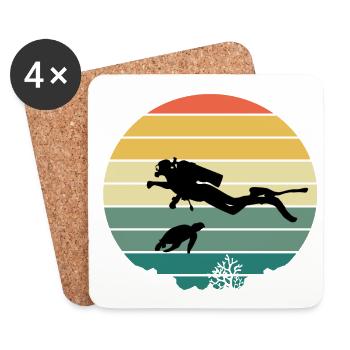 Diver and turtle - Untersetzer (4er-Set) - Weiß - Vorne