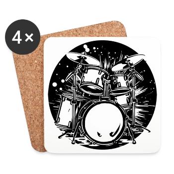 Graphismes de batterie - Dessous de verre (lot de 4) - blanc - Devant