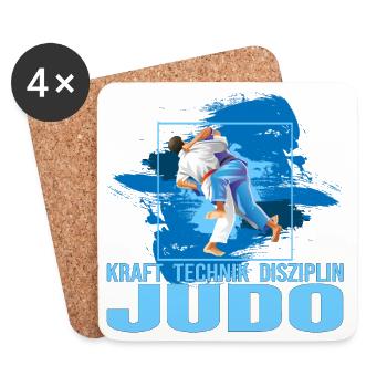 Kraft - Technik - Disziplin - Judo - Untersetzer (4er-Set) - Weiß - Vorne