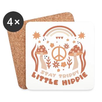 saying seventies stay trippy little hippie - Coasters (set of 4) - white - Front
