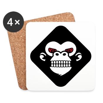 Gorilla-Zahn-Logo - Untersetzer (4er-Set) - Weiß - Vorne