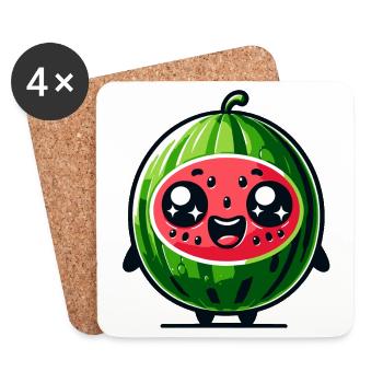 Wassermelonen-Laune: Die saftige Freude - Untersetzer (4er-Set) - Weiß - Vorne