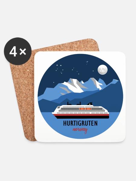 Norway Sailing through the Fjords with Hurtigruten - Coasters (set of 4) - white
