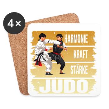 Harmonie - Kraft - Stärke - Judo - Untersetzer (4er-Set) - Weiß - Vorne