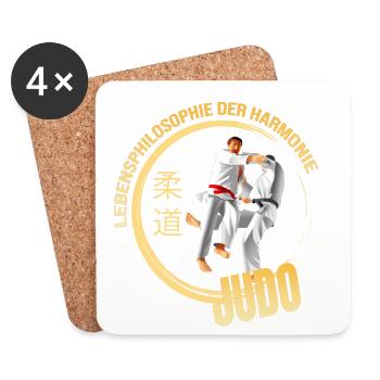 Lebensphilosophie der Harmonie - Judo - Untersetzer (4er-Set) - Weiß - Vorne
