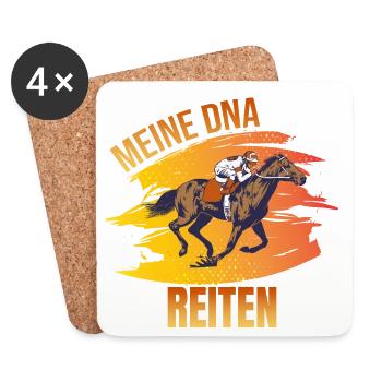 Meine DNA - Reiten - Untersetzer (4er-Set) - Weiß - Vorne
