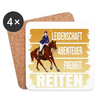 Leidenschaft - Abenteuer - Freiheit - Reiten - Untersetzer (4er-Set) - Weiß - Vorne