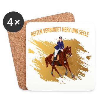 Reiten verbindet Herz und Seele - Untersetzer (4er-Set) - Weiß - Vorne