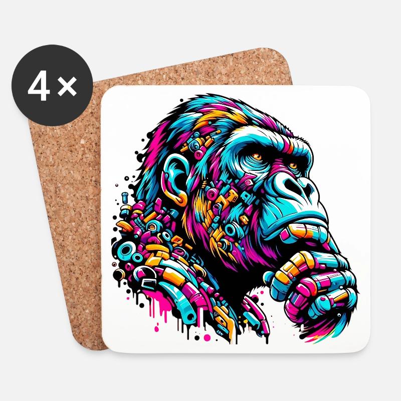 Gorilla - Untersetzer (4er-Set) - Weiß