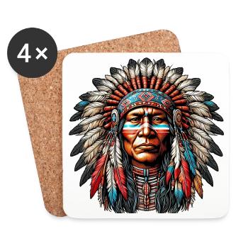 Amérindien Peau rouge d’Amérique - Dessous de verre (lot de 4) - blanc - Devant