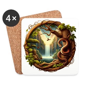 Queue in front of waterfall 1 - Coasters (set of 4) - white - Front