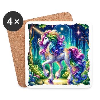 Fantaisie Licorne Chevaux Fans Licorne Amoureux - Dessous de verre (lot de 4) - blanc - Devant