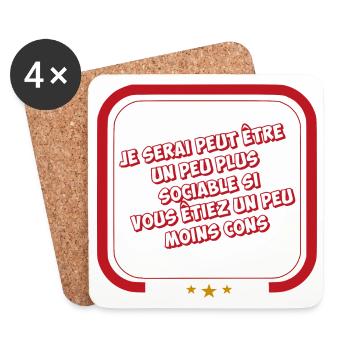 Je serai peut-être plus sociable - Dessous de verre (lot de 4) - blanc - Devant