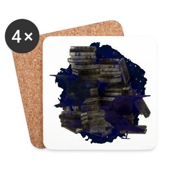 Bücher Design, kolkrabe, Geburtstagsgeschenk Mann - Untersetzer (4er-Set) - Weiß - Vorne