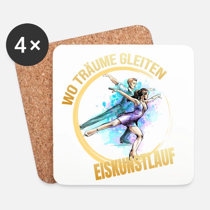 Wo träume gleiten - Eiskunstlauf - Untersetzer (4er-Set) - Weiß