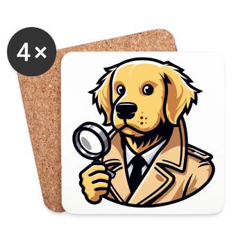 Detective Dog : le détective renifleur de mystère - Dessous de verre (lot de 4) - blanc - Devant