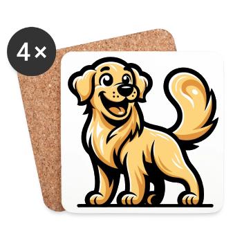 Un golden retriever de style dessin animé - Dessous de verre (lot de 4) - blanc - Devant