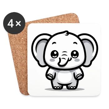 Ein niedlicher Elefant im Cartoon-Stil - Untersetzer (4er-Set) - Weiß - Vorne
