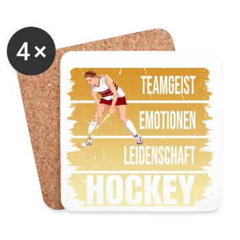 Teamgeist - Emotionen - Leidenschaft - Hockey - Untersetzer (4er-Set) - Weiß - Vorne