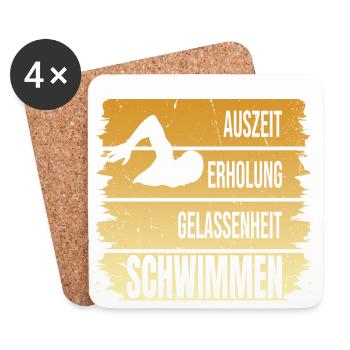 Auszeit - Erholung - Gelassenheit - Schwimmen - Untersetzer (4er-Set) - Weiß - Vorne