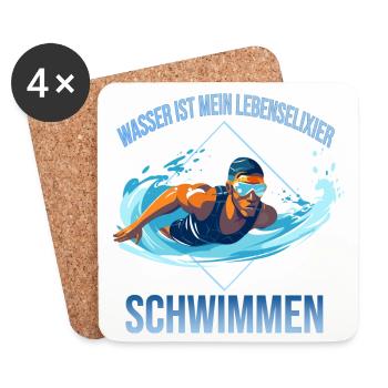 Wasser ist mein Lebenselixier - Schwimmen - Untersetzer (4er-Set) - Weiß - Vorne